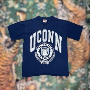 Vintage 90s Nutment UConn Huskies Graphic T-shirt USA Made Single Stitch Blue L